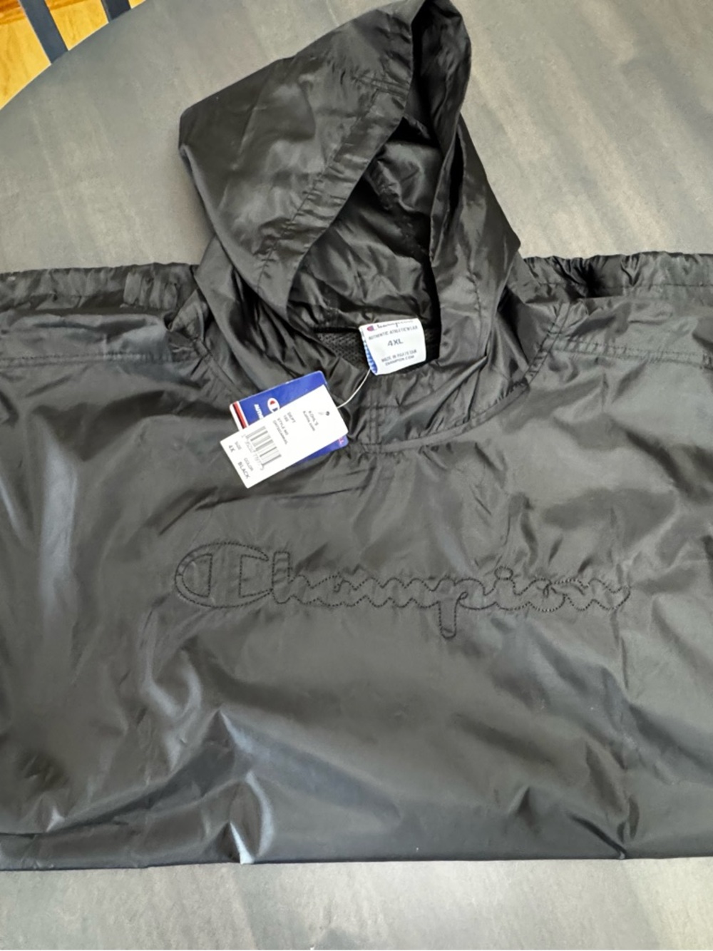 NWT Champion Men's Big & Tall Anorak Jacket Black 4XL Wind Rain Embroidered - Picture 12 of 13